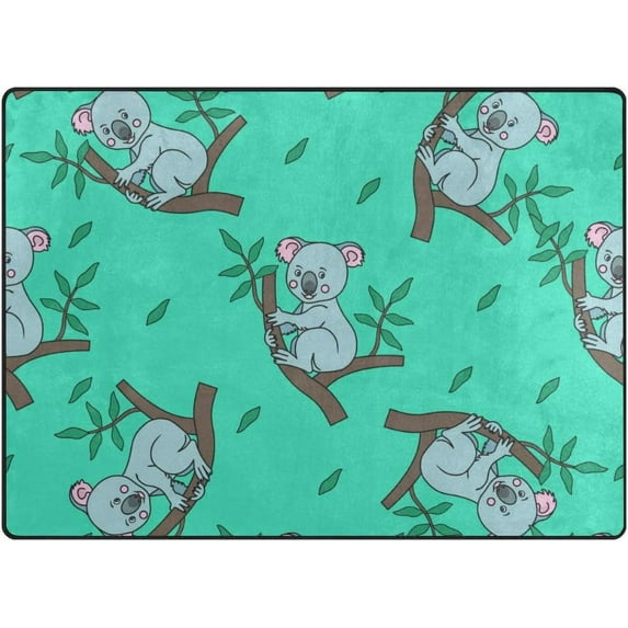 SKYSONIC Lightweight Soft Area Rugs Koala On Tree Branches Floor Mat for Kids Playing Room Hardwood Floor Living Room 63x48 inch Nursery Rugs