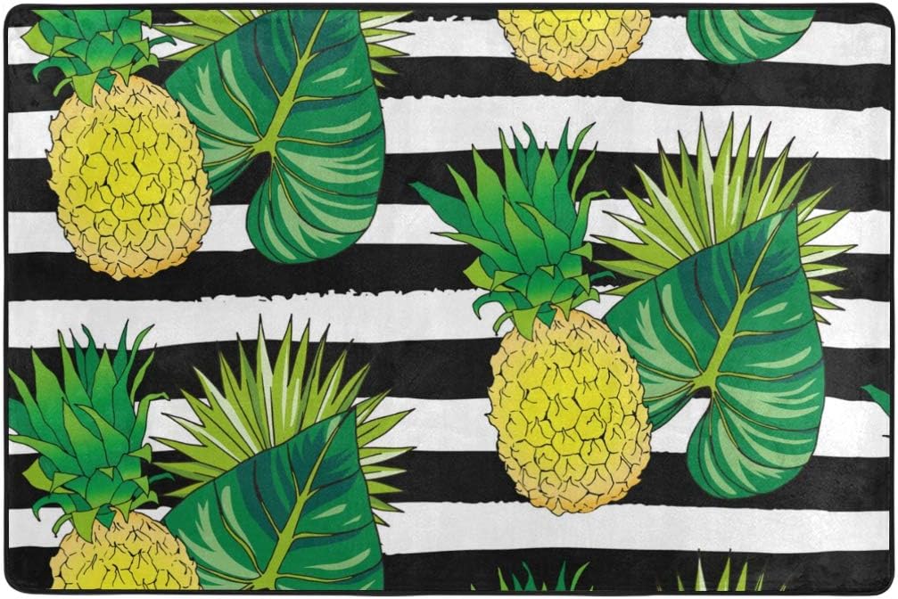 Blue Neon Pineapple Hawaiian Print Floor Mat
