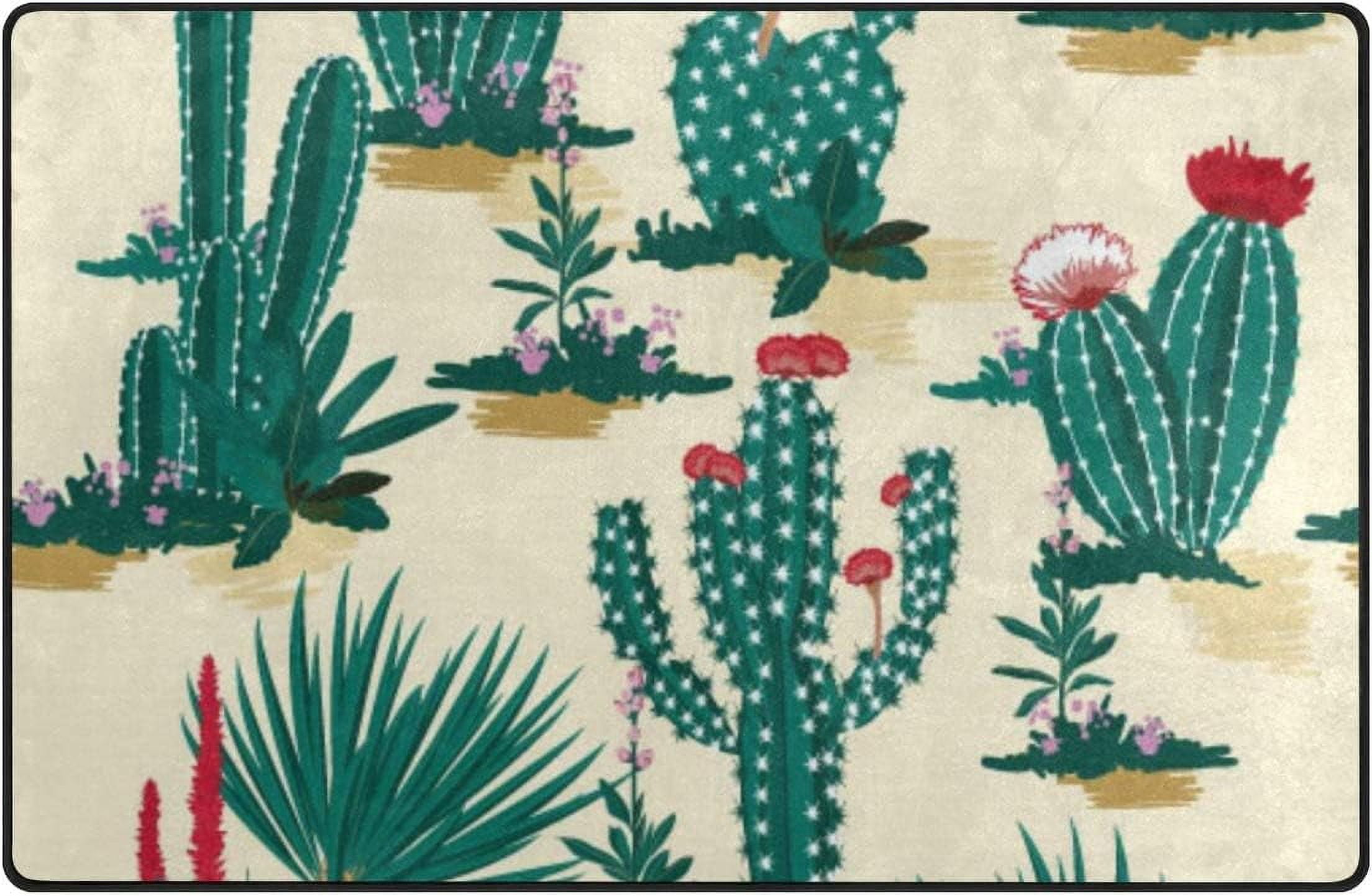 SKYSONIC Lightweight Soft Area Rugs Summer Cactus On Desert Floor Mat ...