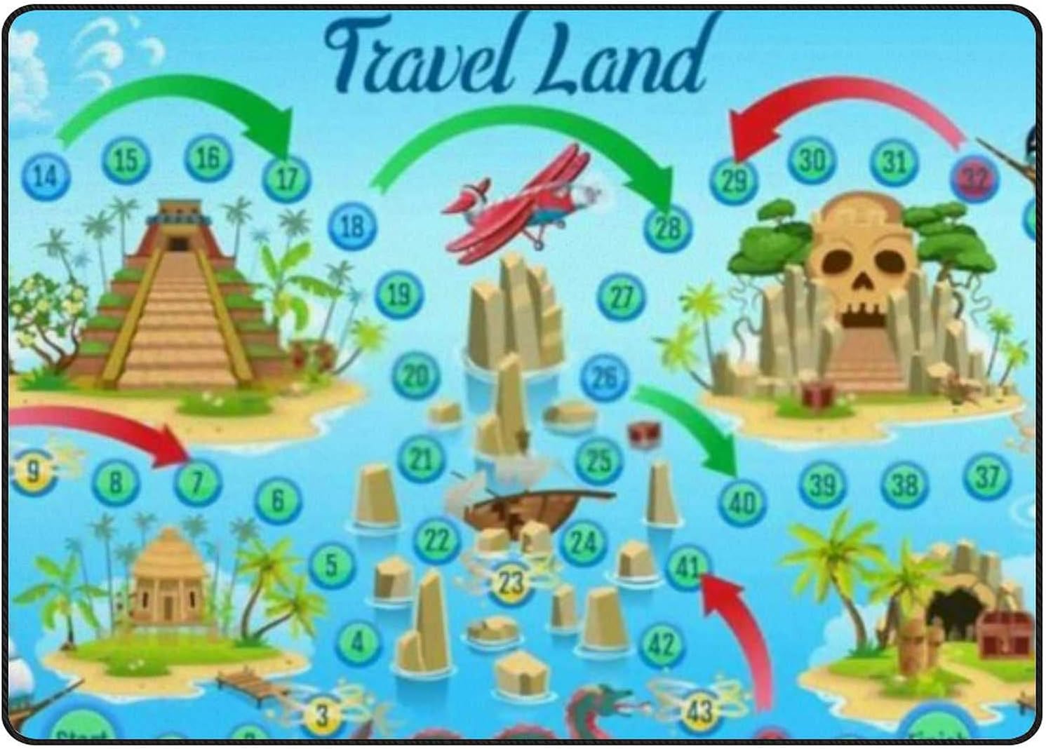 Game Boared Rugs SKYSONIC Lightweight Soft Area Rugs Tropics Pirate Adventure Game Board ...