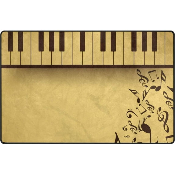 SKYSONIC Lightweight Soft Area Rugs Vintage Musical Background with Piano and Notes Floor Mat Doormat for for Rooms Entrance Hardwood Floor Living Room Nursery Rugs, 31x20 inch