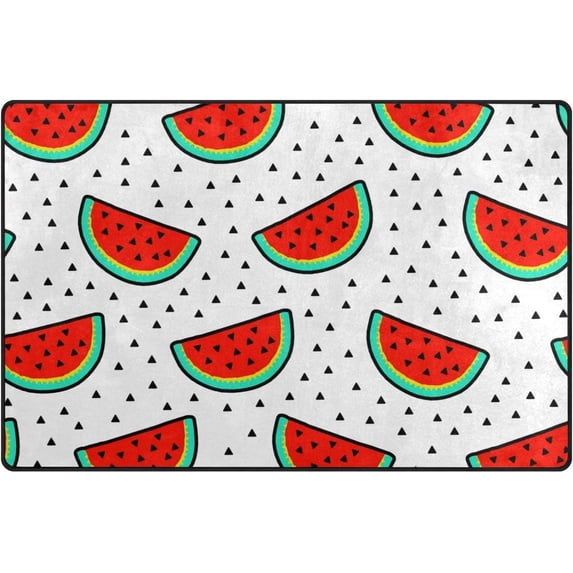 SKYSONIC Lightweight Soft Area Rugs Watermelon Slices with Seeds White Floor Mat Doormat for for Rooms Entrance Hardwood Floor Living Room Nursery Rugs, 31x20 inch
