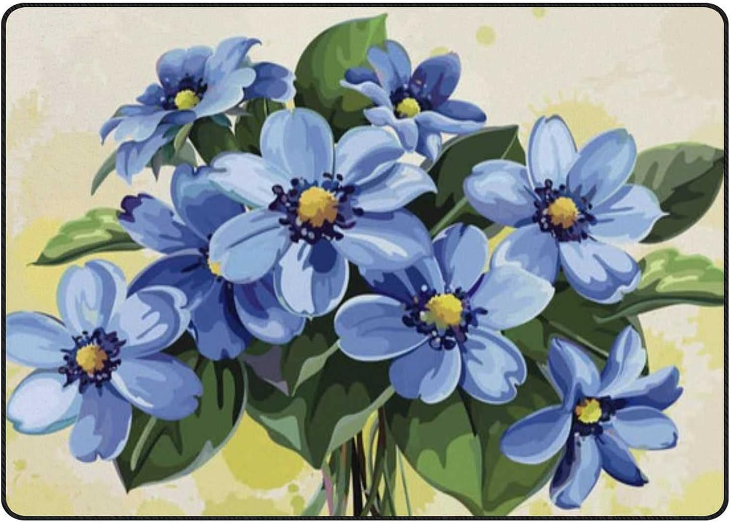 SKYSONIC Lightweight Soft Area Rugs with Beautiful Flowers