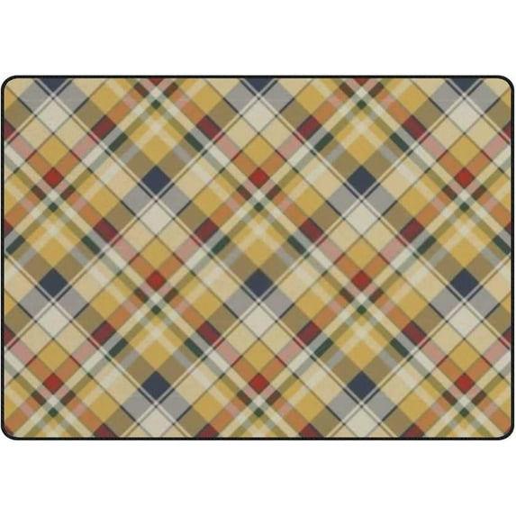 SKYSONIC Lightweight Soft Area Rugs Yellow Plaid Check Texture Floor Carpet Mat for Kids Playing Room Hardwood Floor Living Room 60x39in