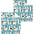 thumbnail image 1 of SKYSONIC Llama Cotton Washcloths Set of 2, Highly Absorbent Soft Fingertip Towel for Bathroom, Gym, Hotel and Spa, 12 x 12 Inch, 1 of 7