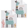 thumbnail image 1 of SKYSONIC Llama Washcloths Set of 2, Highly Absorbent Soft Cotton Fingertip Towels for Bathroom, Kitchen, Gym, Spa, Home Decor 12x12 Inch, 1 of 7
