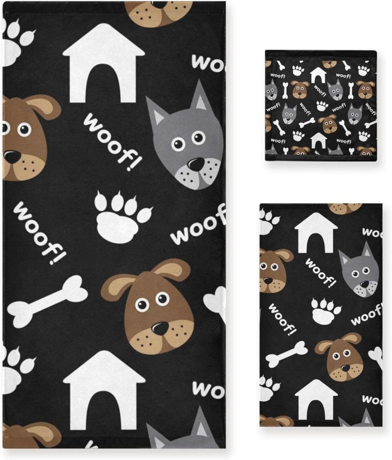 SKYSONIC Lovely Dogs Bath Towels Soft Absorbent Bath Towels Bath Towel ...