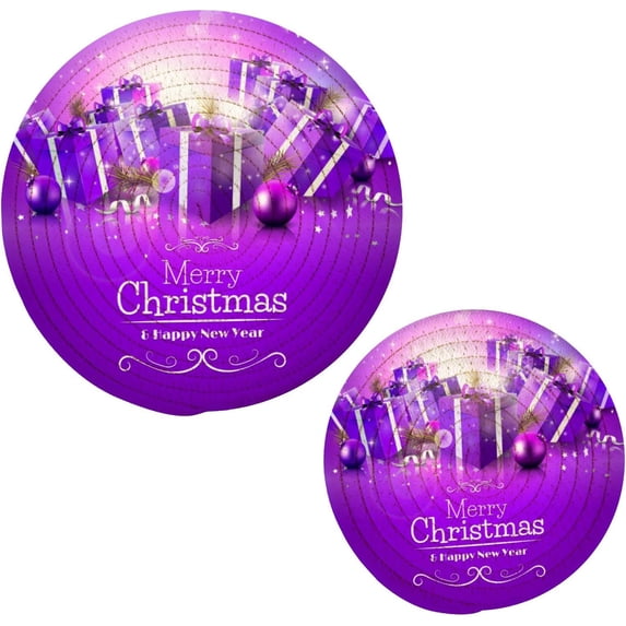 SKYSONIC Luxury Christmas Purple Gifts Pot Holders Trivets, 2 Pcs Heat Resistant Trivets,Bling Bling Cotton Thread Weave Mats for Hot Pads Pans Pot Bowl Teapot for Kitchen Decor