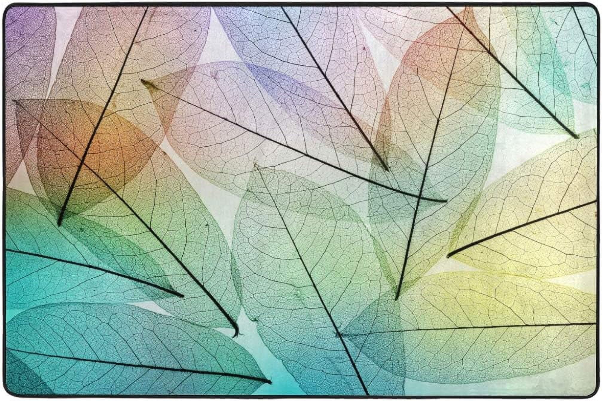 SKYSONIC Macro Leaves Background Area Rug Carpet for Living Room ...