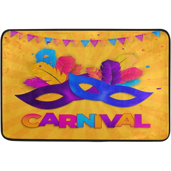 SKYSONIC Mardi Gras Door mat Non Slip Floor Door Rug Soft Floor Mat for Kitchen Garden Bedroom Indoor Outdoor Entrance Home Holiday Decoration 23.6" x15.7"