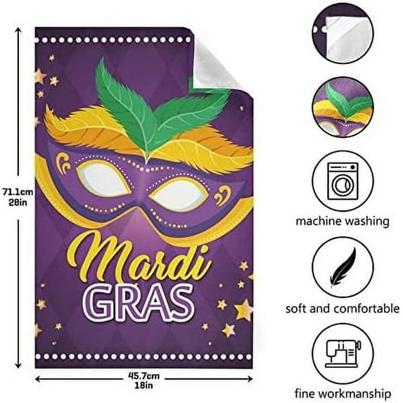 SKYSONIC Mardi Gras Kitchen Towel Set of 1,Super Soft Absorbent Hand Towel Tea Towel Tableware Cleaning Rag for Kitchen, Home, Hotel, Beach, Bathroom, Gym