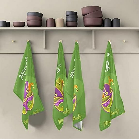 SKYSONIC Mardi Gras Kitchen Towel Set of 1,Super Soft Absorbent Hand Towel Tea Towel Tableware Cleaning Rag for Kitchen, Home, Hotel, Beach, Bathroom, Gym