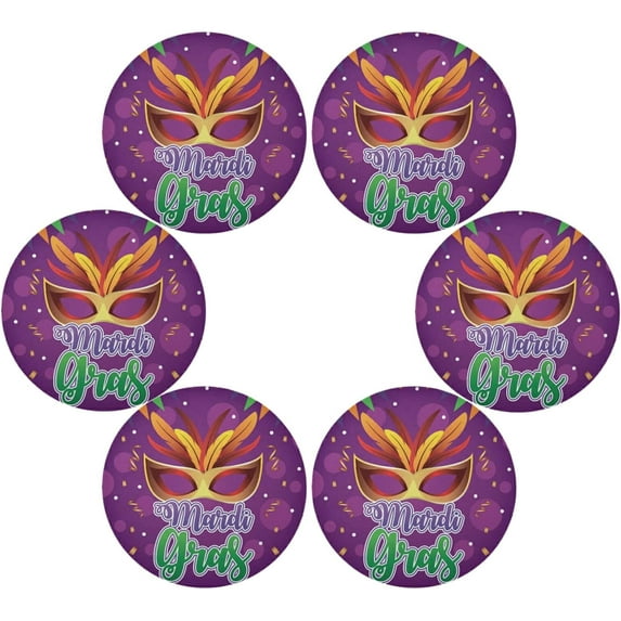 SKYSONIC Mardi Gras Round Placemats for Dining Table Non-Slip Heat-Resistant Polyester Table Mats Set of 6 Washable Table Mats for Kitchen Dining Table Decoration