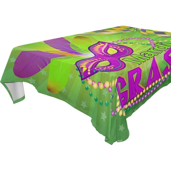 SKYSONIC Mardi Gras Tablecloth Waterproof Washable Polyester Square Table Cover Durable Tablecloth for Kitchen Dining Table Party Decor (54 X 54 Inch)