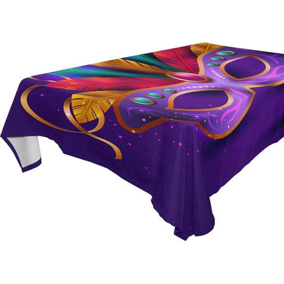 SKYSONIC Mardi Gras Tablecloth Waterproof Washable Polyester Square Table Cover Durable Tablecloth for Kitchen Dining Table Party Decor (54 X 54 Inch)