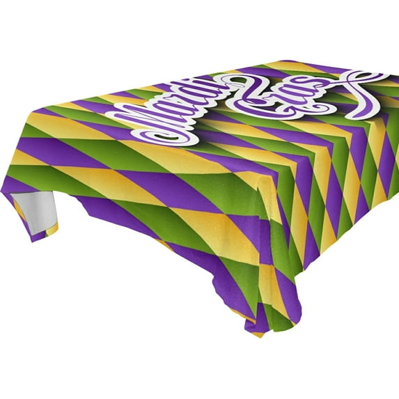 SKYSONIC Mardi Gras Tablecloth Waterproof Washable Polyester Square Table Cover Durable Tablecloth for Kitchen Dining Table Party Decor (54 X 72 Inch)