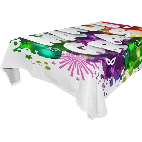 SKYSONIC Mardi Gras Tablecloth Waterproof Washable Polyester Square Table Cover Durable Tablecloth for Kitchen Dining Table Party Decor (54 X 72 Inch)