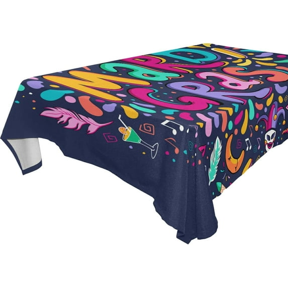 SKYSONIC Mardi Gras Tablecloth Waterproof Washable Polyester Square Table Cover Durable Tablecloth for Kitchen Dining Table Party Decor (60 X 108 Inch)