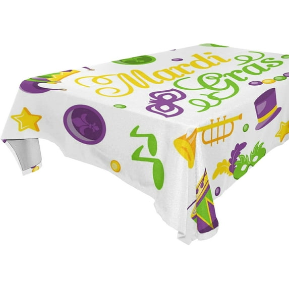 SKYSONIC Mardi Gras Tablecloth Waterproof Washable Polyester Square Table Cover Durable Tablecloth for Kitchen Dining Table Party Decor (60 X 120 Inch)