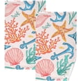 thumbnail image 1 of SKYSONIC Marine Painting Patterned Hand Towels 2 PCS, Cotton Bath Towel for Drying Face Hands Body ,Absorbent Lightweight Towels for Bathroom Ktichen Travel Gym, 16"x28", 1 of 7