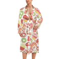 SKYSONIC Mens Robe Lightweight Kimono, Pattern Various Pastries Bakery