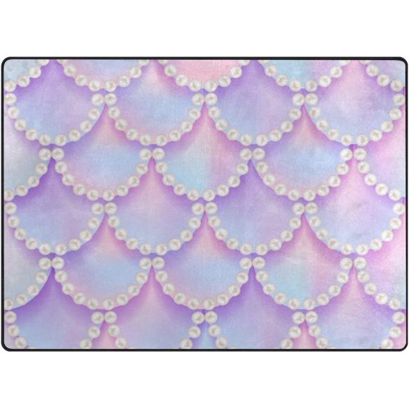 SKYSONIC Mermaid Violet Scales Lightweight Carpet Mats Area Soft Rugs Floor Mat Rug Home Decoration for Kids Room Living Room 80 x 58 inches