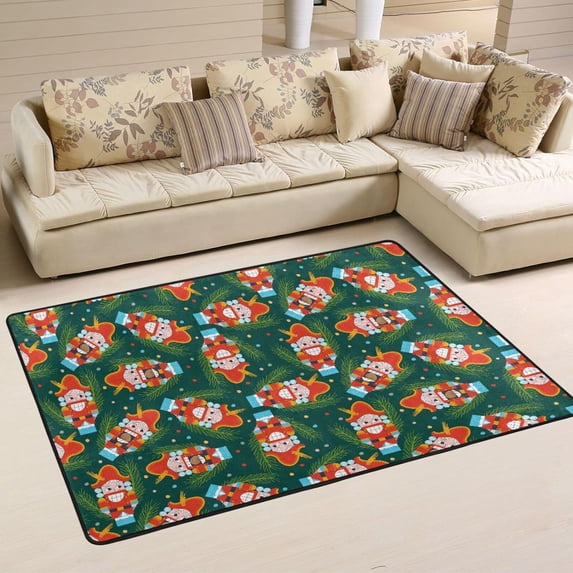 SKYSONIC Merry Christmas Nutcracker Non-Slip Area Rug, Xmas Soldier Leaves Floor Carpet Comfort Floor Mats Decor for Indoor Front Porch Living Room Bedroom Kitchen, 36"x24"