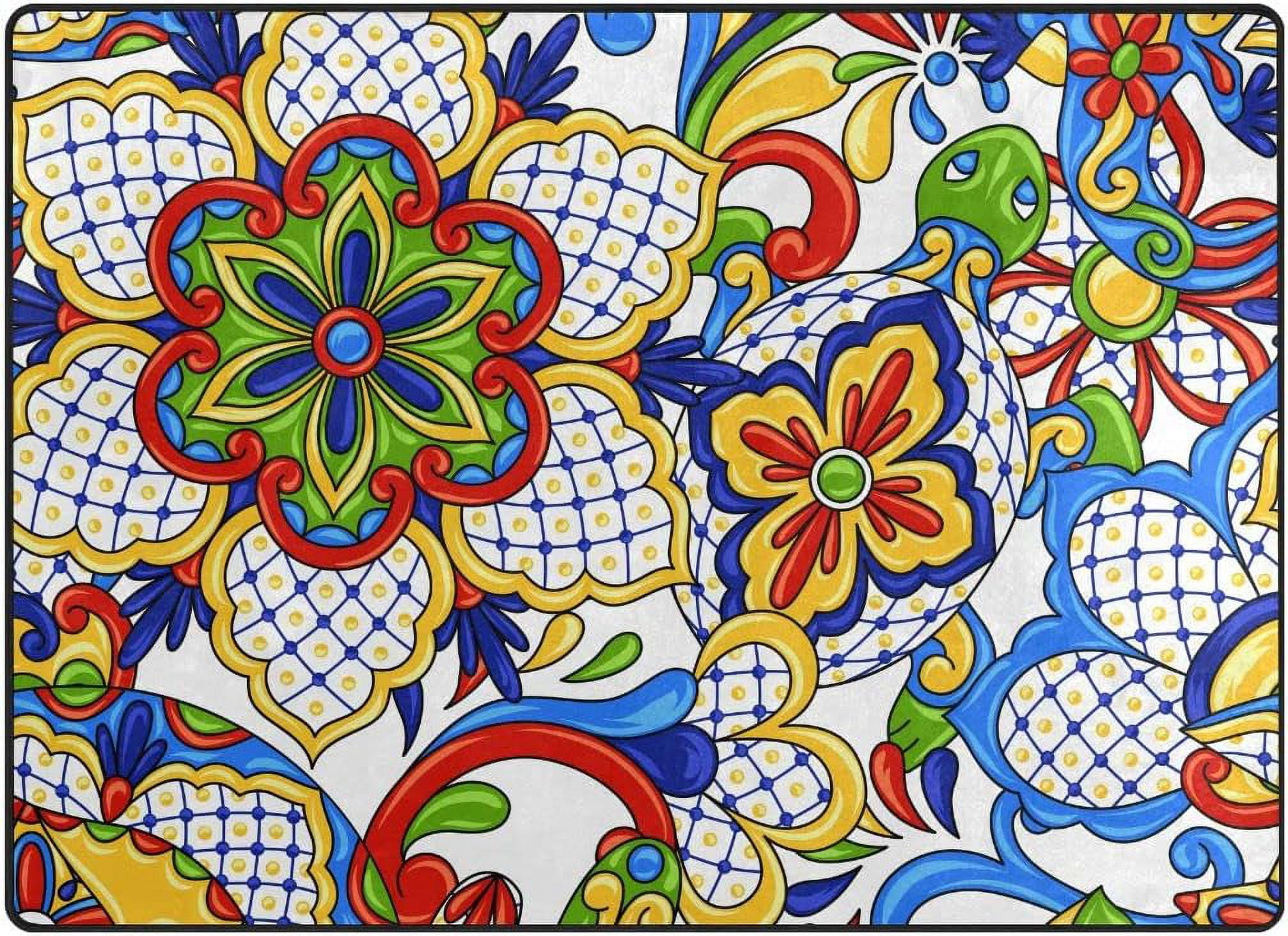 SKYSONIC Mexican Talavera Ceramic Area Rug 80