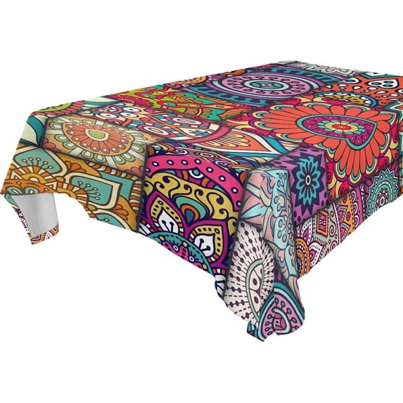 SKYSONIC Mexican Talavera Tablecloth Waterproof Washable Polyester Square Table Cover Durable Tablecloth for Kitchen Dining Table Party Decor (54 X 72 Inch)