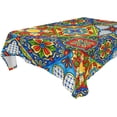 thumbnail image 1 of SKYSONIC Mexican Talavera Tablecloth Waterproof Washable Polyester Square Table Cover Durable Tablecloth for Kitchen Dining Table Party Decor (60 X 60 Inch), 1 of 7