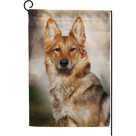 SKYSONIC Mixed Breed Dog on a Color Background Double-Sided Printed Garden House Sports Flag 12x18in Polyester Decorative Flags for Courtyard Garden Flowerpot