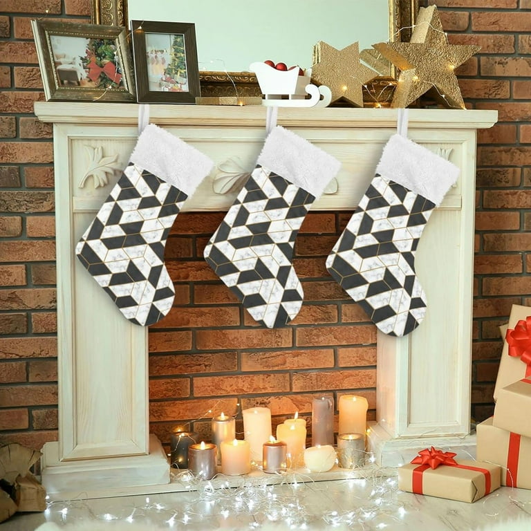 SKYSONIC Modern Marble Geometric Christmas Stockings Personalized