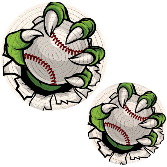 SKYSONIC Monster Claw Baseball Pot Holders Trivets, 2 Pcs Heat Resistant Trivets,Animal Paw Cotton Thread Weave Mats for Hot Pads Pans Pot Bowl Teapot for Kitchen Decor