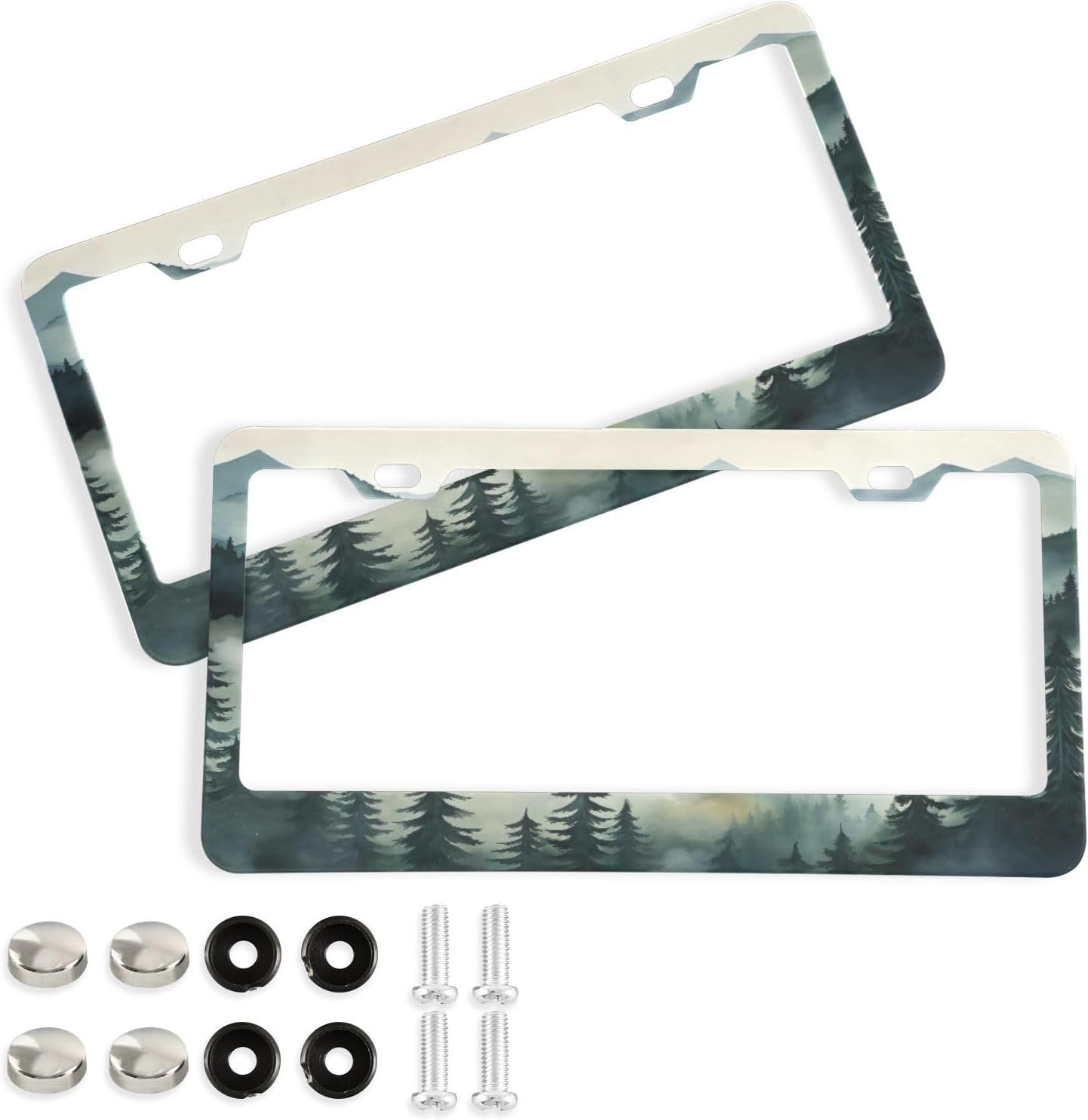SKYSONIC Mountain Forests License Plate Frame 2 Holes Rustproof