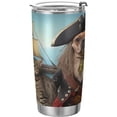 thumbnail image 1 of SKYSONIC Nautical Cat Tumbler Stainless Steel Double Wall Vacuum Reusable Insulated Mug with Straw and Built-in Coaste for Cold and Hot Beverages, 12oz, 1 of 7