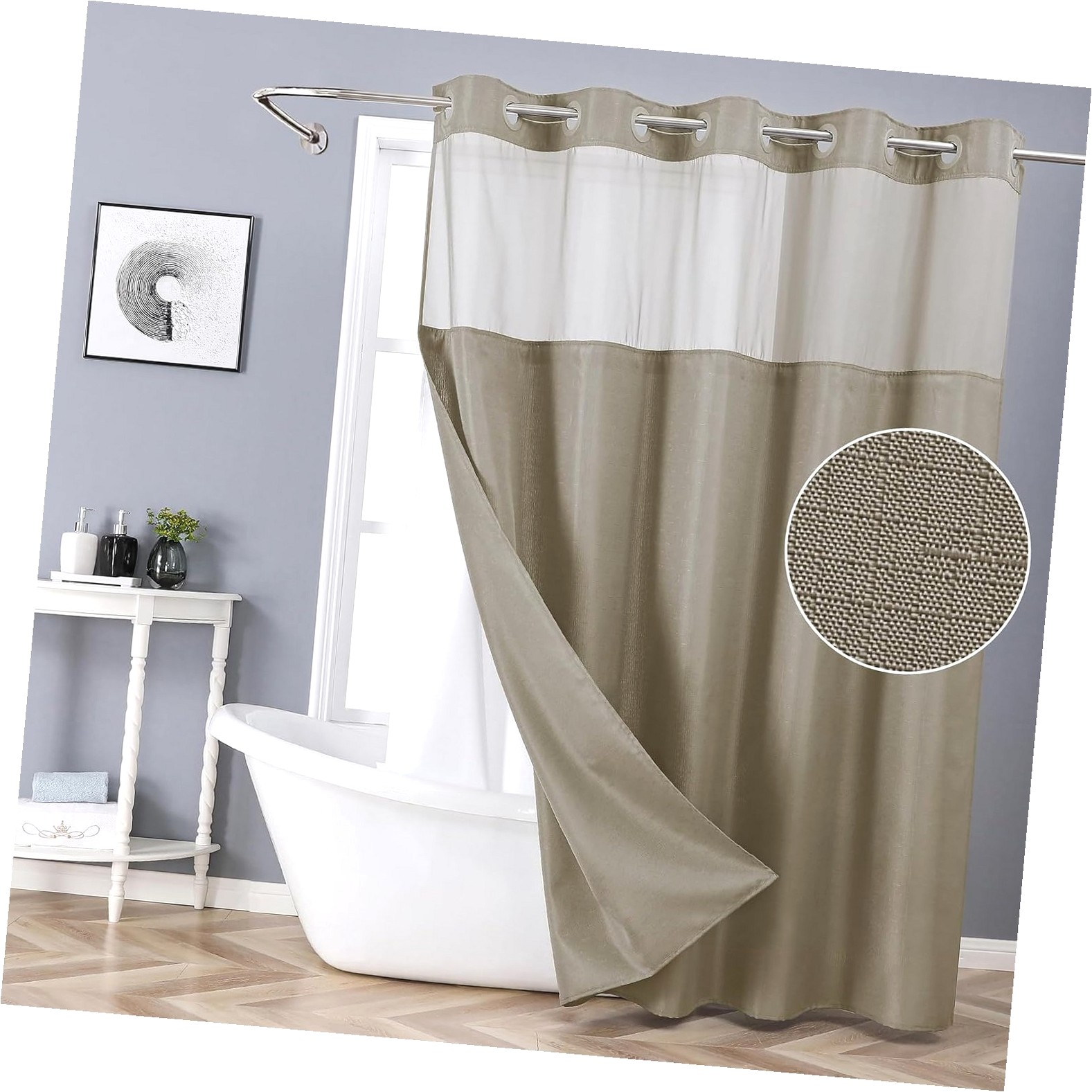 Picture Idea: Skysonic No Sew Shower Curtain With Built In Liner Set