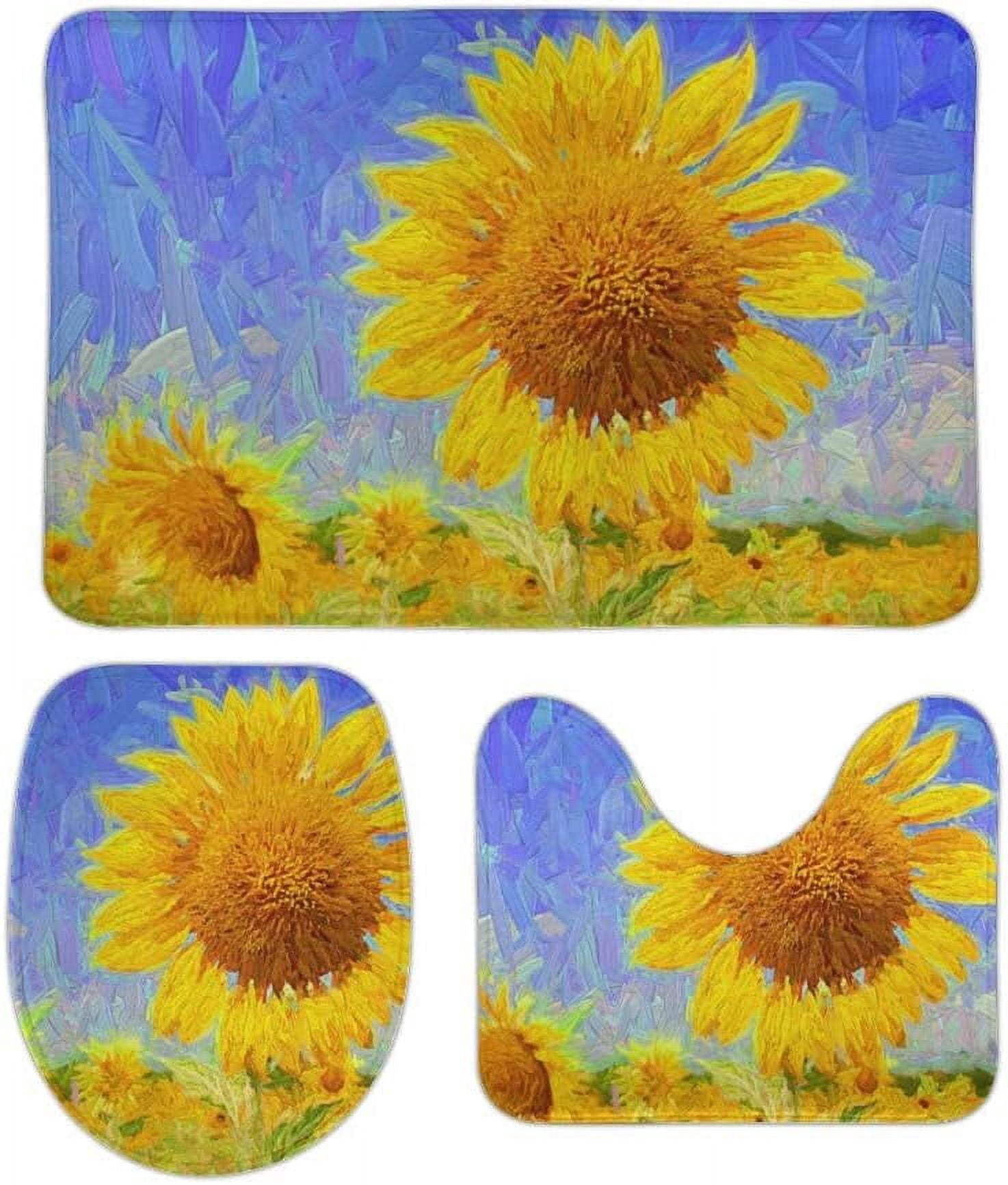 SKYSONIC Non-Slip 3 Piece Bathroom Rug Set Beautiful Blooming ...