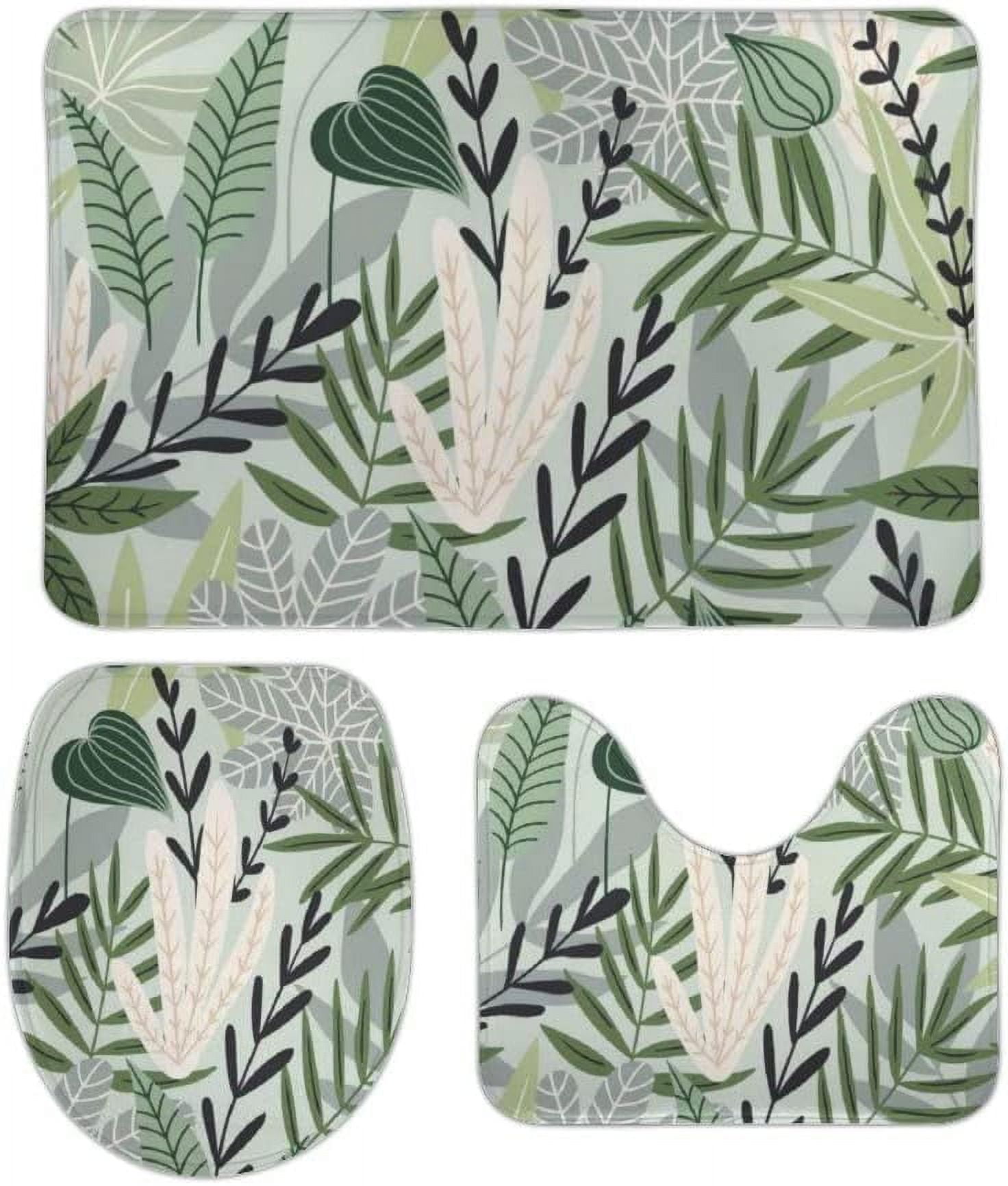 SKYSONIC NonSlip 3 Piece Bathroom Rug Set Beautiful Print Tropical