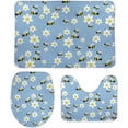thumbnail image 1 of SKYSONIC Non-Slip 3 Piece Bathroom Rug Set Bees and Flowers Pattern Soft Contour Rug + Toilet Lid Cover + Bath Mat for Bathroom Decor, 1 of 6