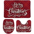 thumbnail image 1 of SKYSONIC Non-Slip 3 Piece Bathroom Rug Set Christmas on Red Tartan Soft Contour Rug + Toilet Lid Cover + Bath Mat for Bathroom Decor, 1 of 6