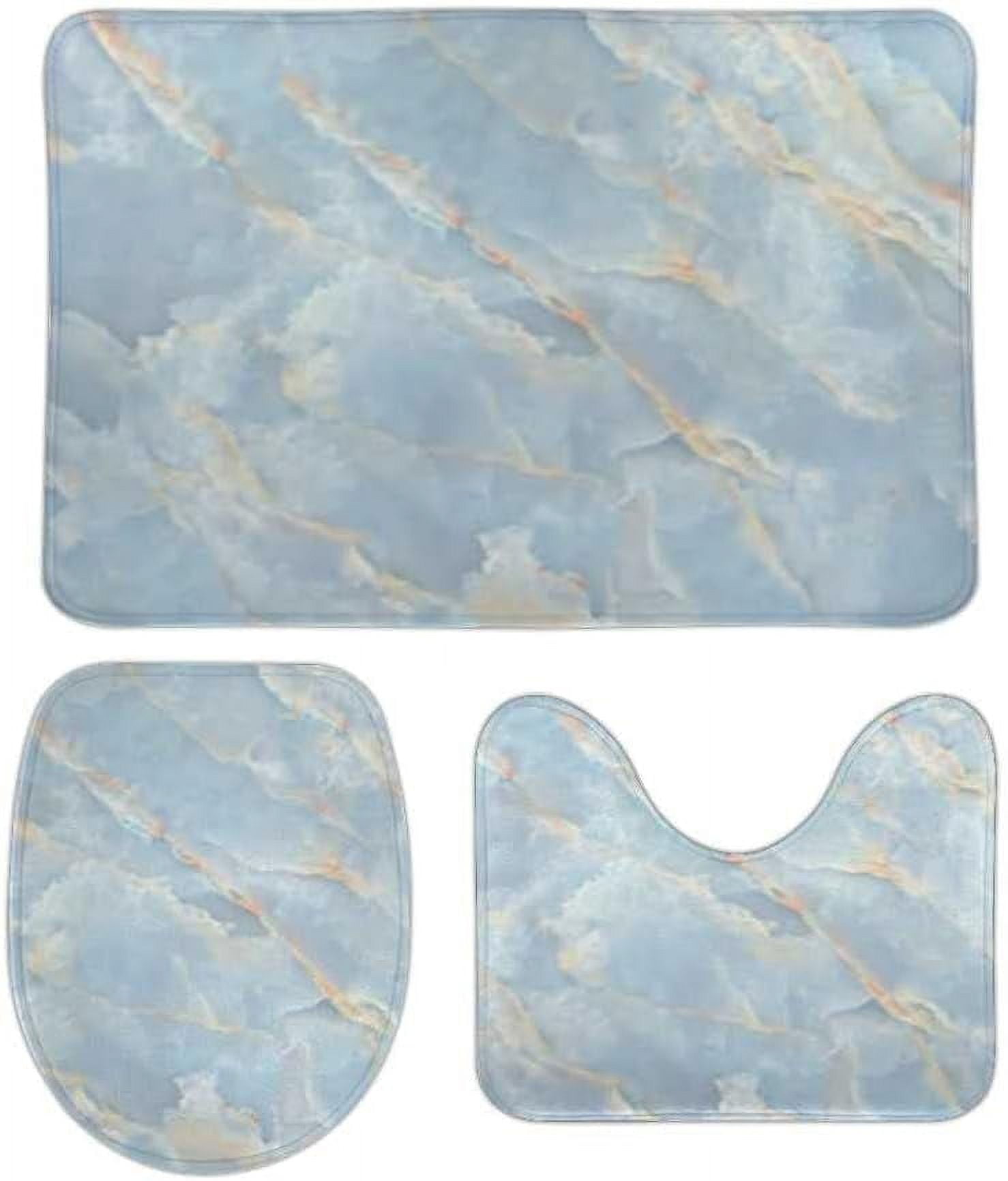 SKYSONIC NonSlip 3 Piece Bathroom Rug Set Colorful Onyx Marble Texture