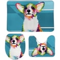 thumbnail image 1 of SKYSONIC Non-Slip 3 Piece Bathroom Rug Set Dog in Pop Art Style Soft Contour Rug + Toilet Lid Cover + Bath Mat for Bathroom Decor, 1 of 6