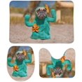 thumbnail image 1 of SKYSONIC Non-Slip 3 Piece Bathroom Rug Set French Bulldog Dog Dressed Up with Funny Cactus Soft Contour Rug + Toilet Lid Cover + Bath Mat for Bathroom Decor, 1 of 6