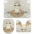thumbnail image 1 of SKYSONIC Non-Slip 3 Piece Bathroom Rug Set Mandala Sloth Bear Soft Contour Rug + Toilet Lid Cover + Bath Mat Bathroom Decor, 1 of 6