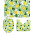 thumbnail image 1 of SKYSONIC Non-Slip 3 Piece Bathroom Rug Set Pineapples Leaves Soft Contour Rug + Toilet Lid Cover + Bath Mat Bathroom Decor, 1 of 3