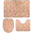 thumbnail image 1 of SKYSONIC Non-Slip 3 Piece Bathroom Rug Set Small White Flowers on Orange Back Soft Contour Rug + Toilet Lid Cover + Bath Mat for Bathroom Decor, 1 of 6
