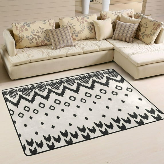 SKYSONIC Nordic Stripes Rustic Non-Slip Area Rug, Ethnic Geometric Floor Carpet Comfort Floor Mats Decor for Indoor Front Porch,Living Room, Bedroom,Kitchen,72"x48"