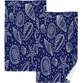 thumbnail image 1 of SKYSONIC Ocean Pattern Blue Ultra Soft 2 PCS Towel Set, Highly Absorbent Hand Towels, 16"x28" Cotton Towels for Bathroom Hotel Gym Travel, Ideal for Daily Use, 1 of 7