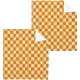thumbnail image 1 of SKYSONIC Orange Plaid Cotton Washcloths Set of 2, Highly Absorbent Soft Fingertip Towel for Bathroom, Gym, Hotel and Spa, 12 x 12 Inch, 1 of 7
