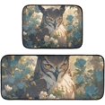SKYSONIC Owl in Flower Kitchen Mat 2 Pcs Set, Low Pile Kitchen Rugs